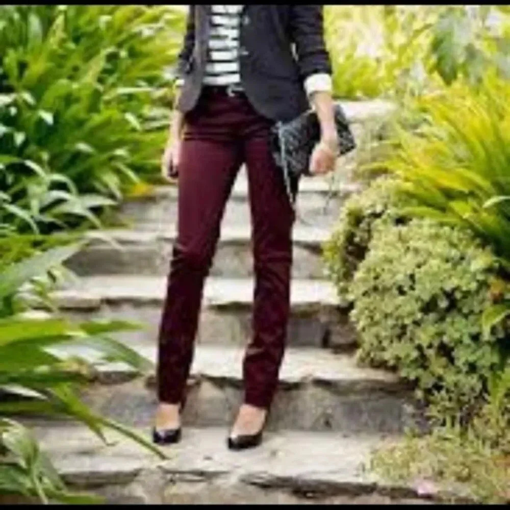 Dennis Basso Pants, Stretch Velvet, Wine Red, NWOT